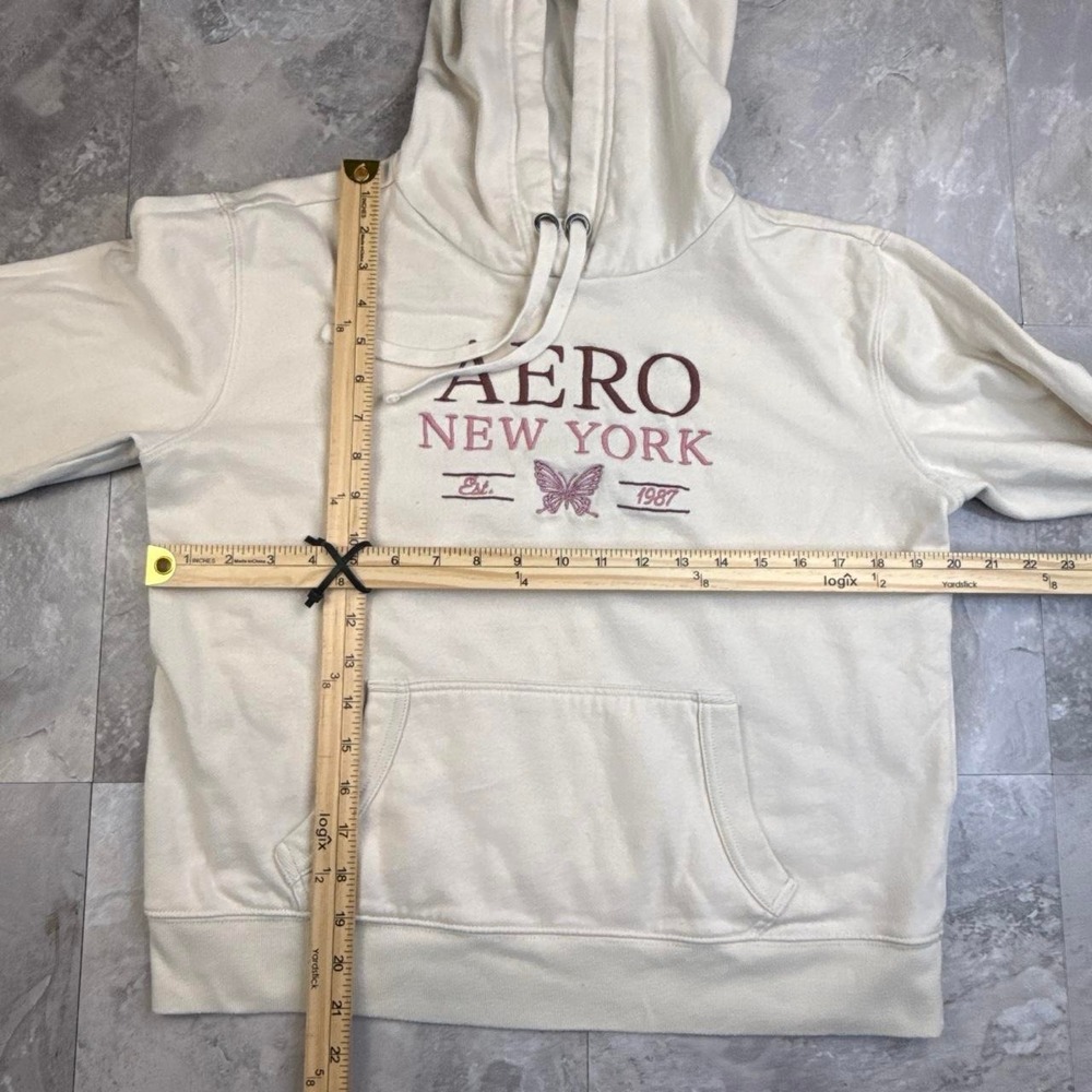 Y2K white Aeropostale hoodie with butterfly embroidery size medium - Picture 6 of 8